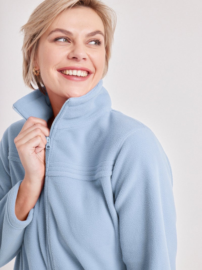 Blouson zippé manches longues polaire Bleu ciel - Kiabi