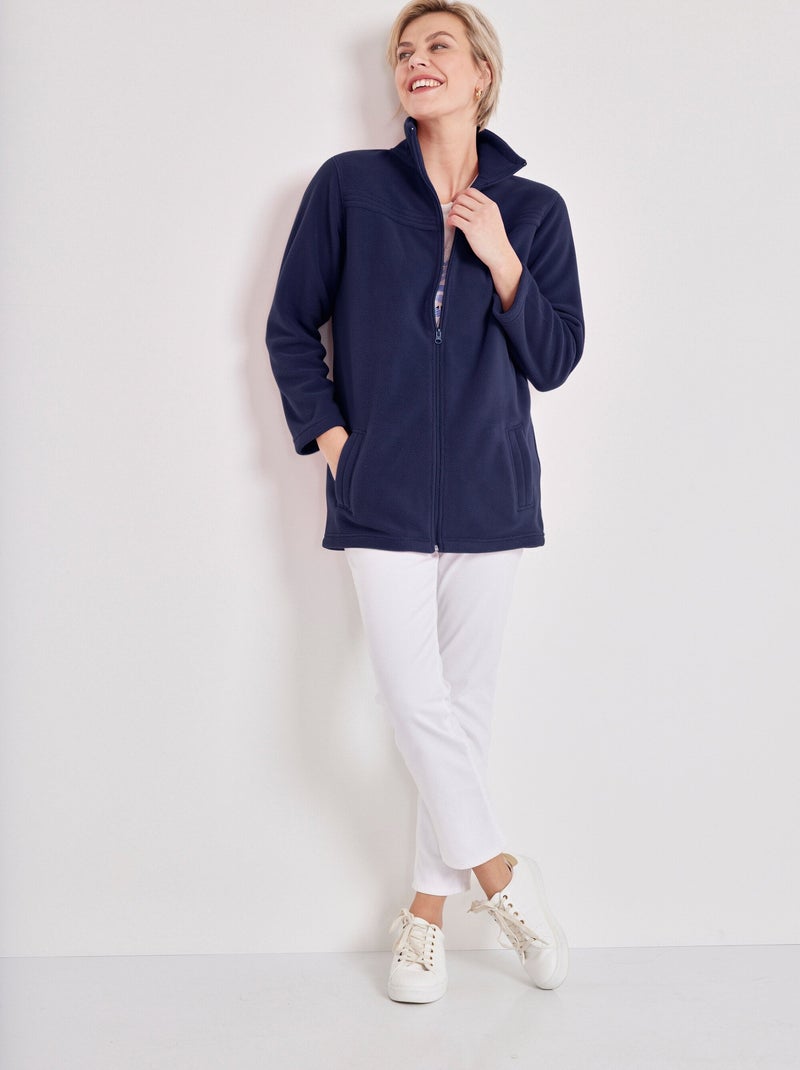 Blouson zippé manches longues polaire Bleu - Kiabi