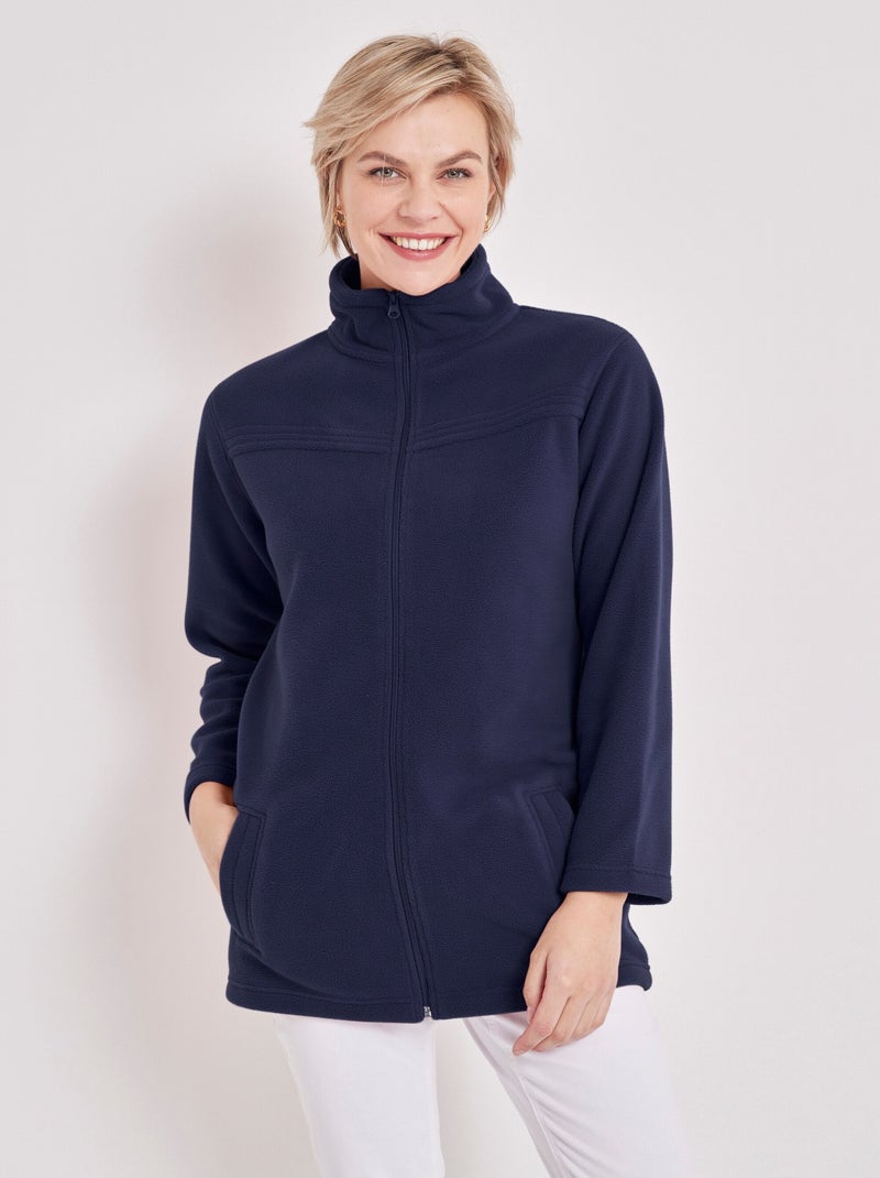 Blouson zippé manches longues polaire Bleu marine - Kiabi