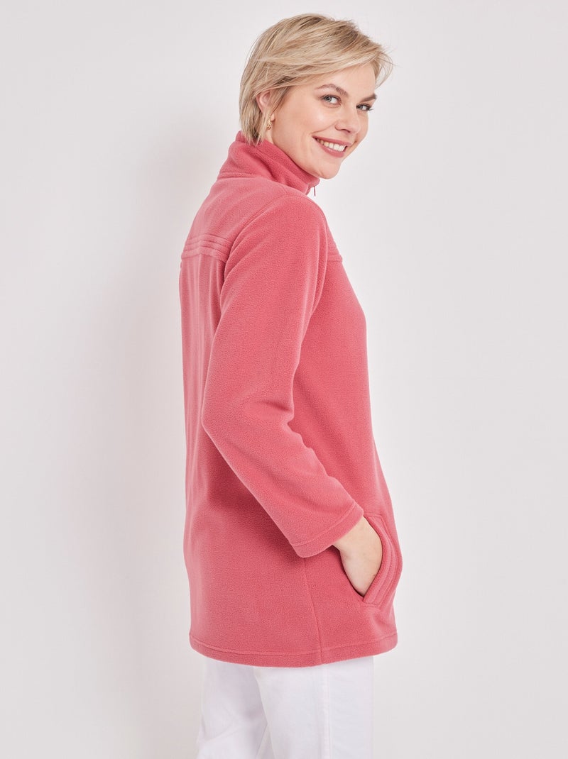 Blouson zippé manches longues polaire Rose - Kiabi