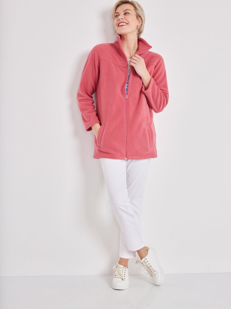 Blouson zippé manches longues polaire Rose - Kiabi