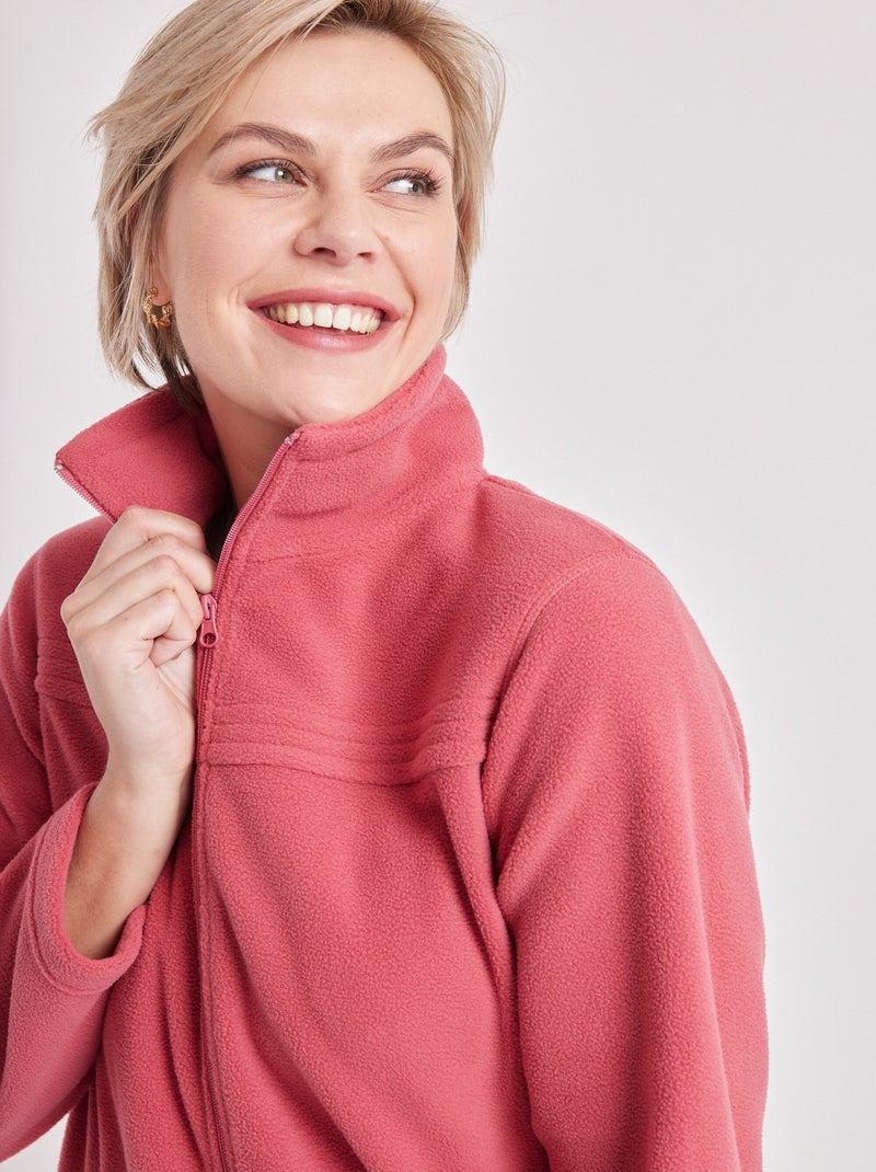 Blouson zippé manches longues polaire Rose - Kiabi