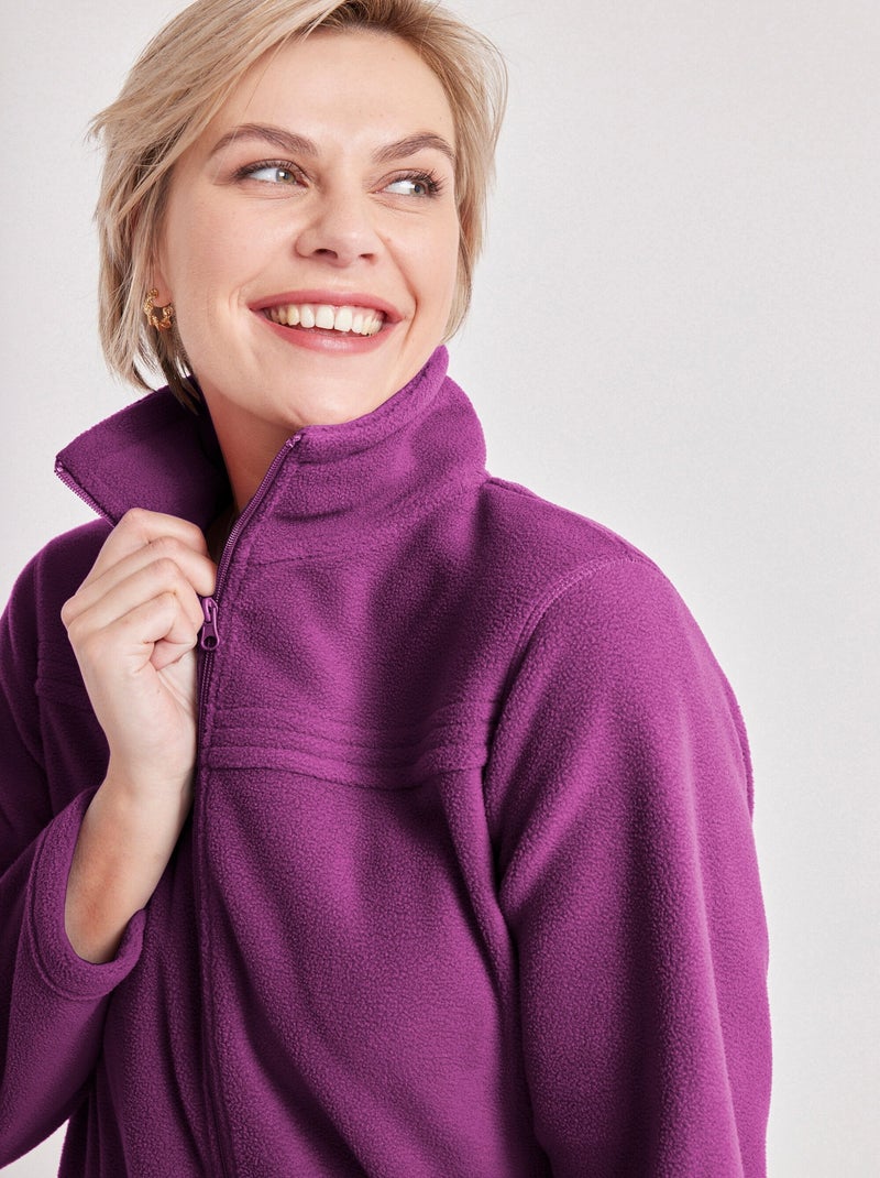 Blouson zippé manches longues polaire Violet - Kiabi