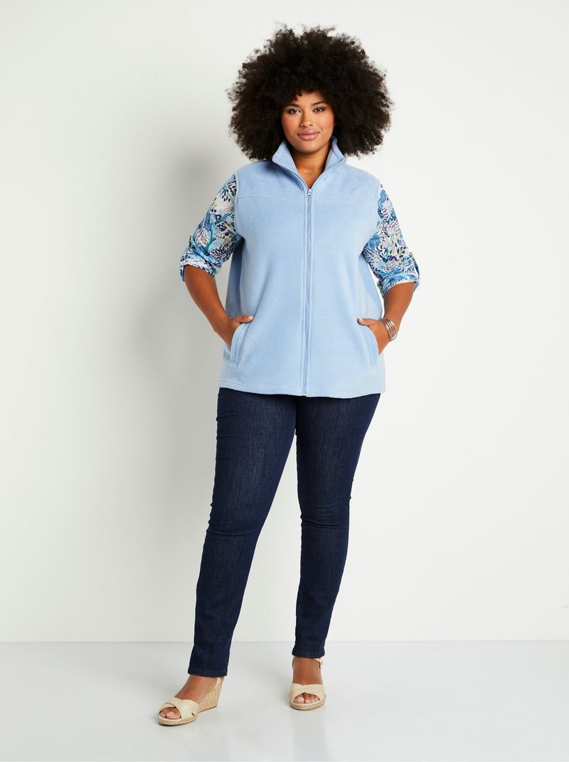 Blouson zippé sans manches polaire - Afibel Bleu ciel - Kiabi