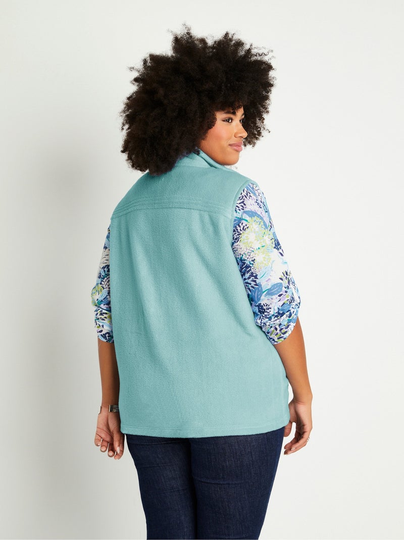 Blouson zippé sans manches polaire - Afibel Vert - Kiabi