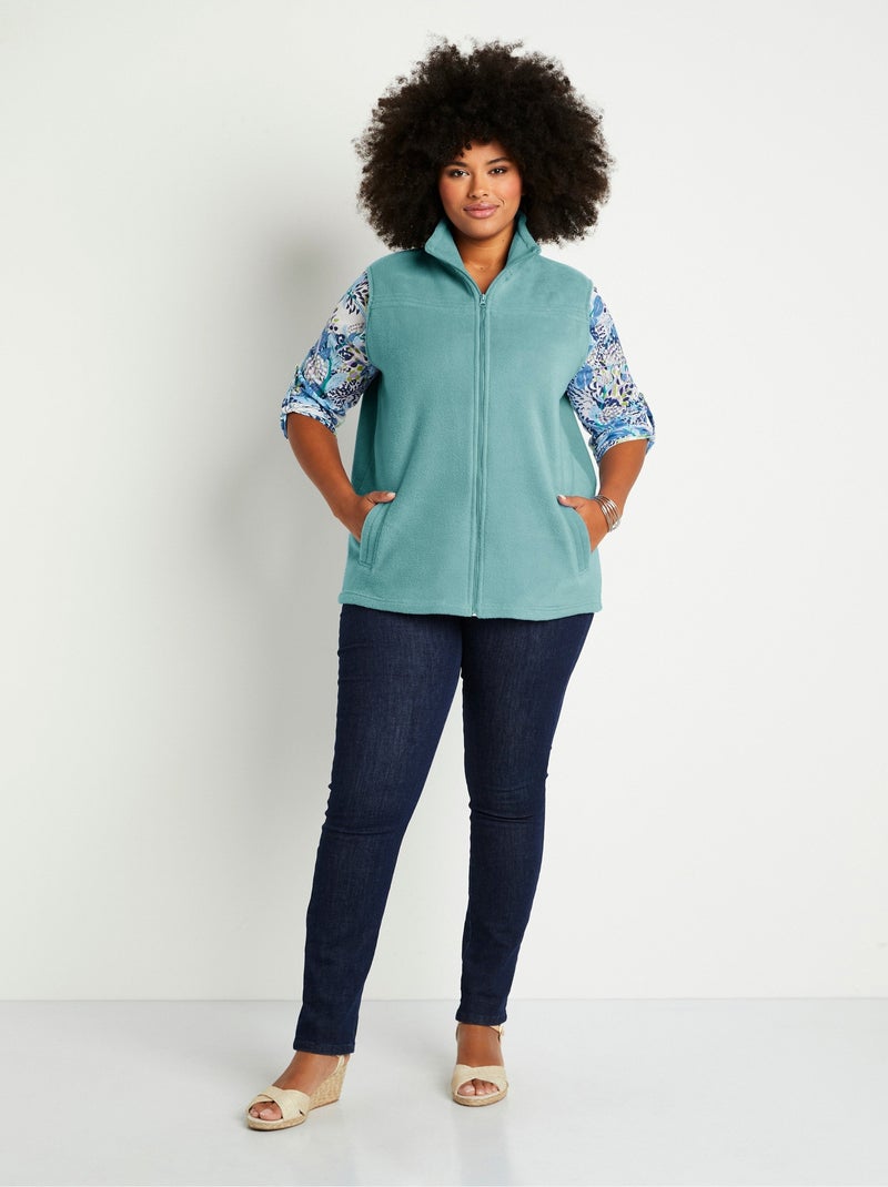 Blouson zippé sans manches polaire - Afibel Vert - Kiabi