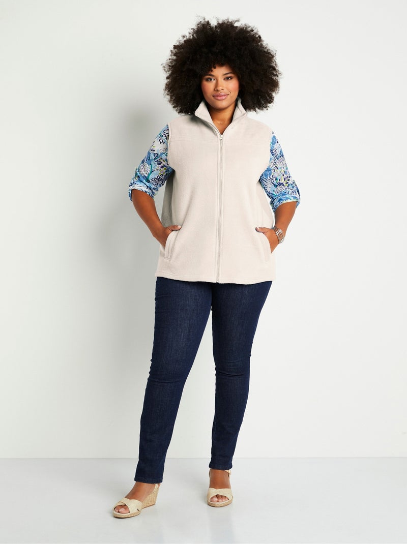 Blouson zippé sans manches polaire Beige - Kiabi
