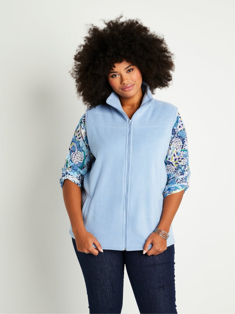 Blouson zippé sans manches polaire Bleu - Kiabi