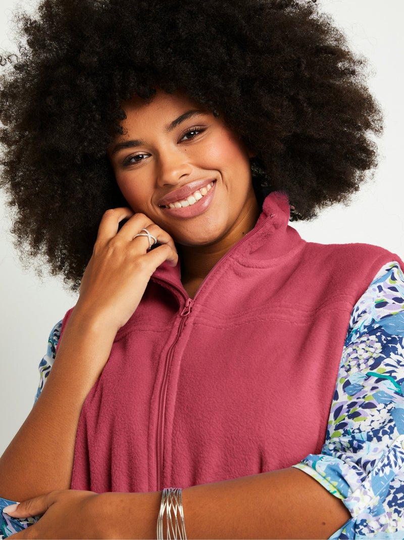 Blouson zippé sans manches polaire Rose - Kiabi