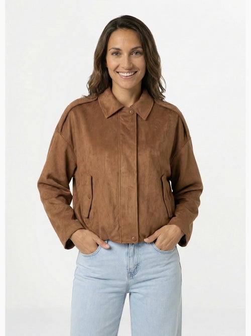 Blouson zippé suédine taille resserrée - AFIBEL - Kiabi