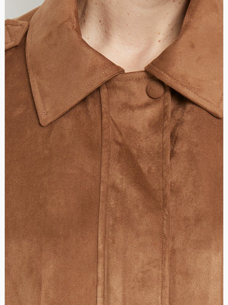 Blouson zippé suédine taille resserrée - AFIBEL Camel - Kiabi