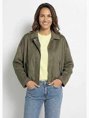 Blouson zippé suédine taille resserrée - AFIBEL