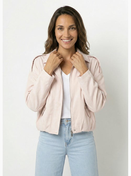 Blouson zippé suédine taille resserrée - AFIBEL - Kiabi