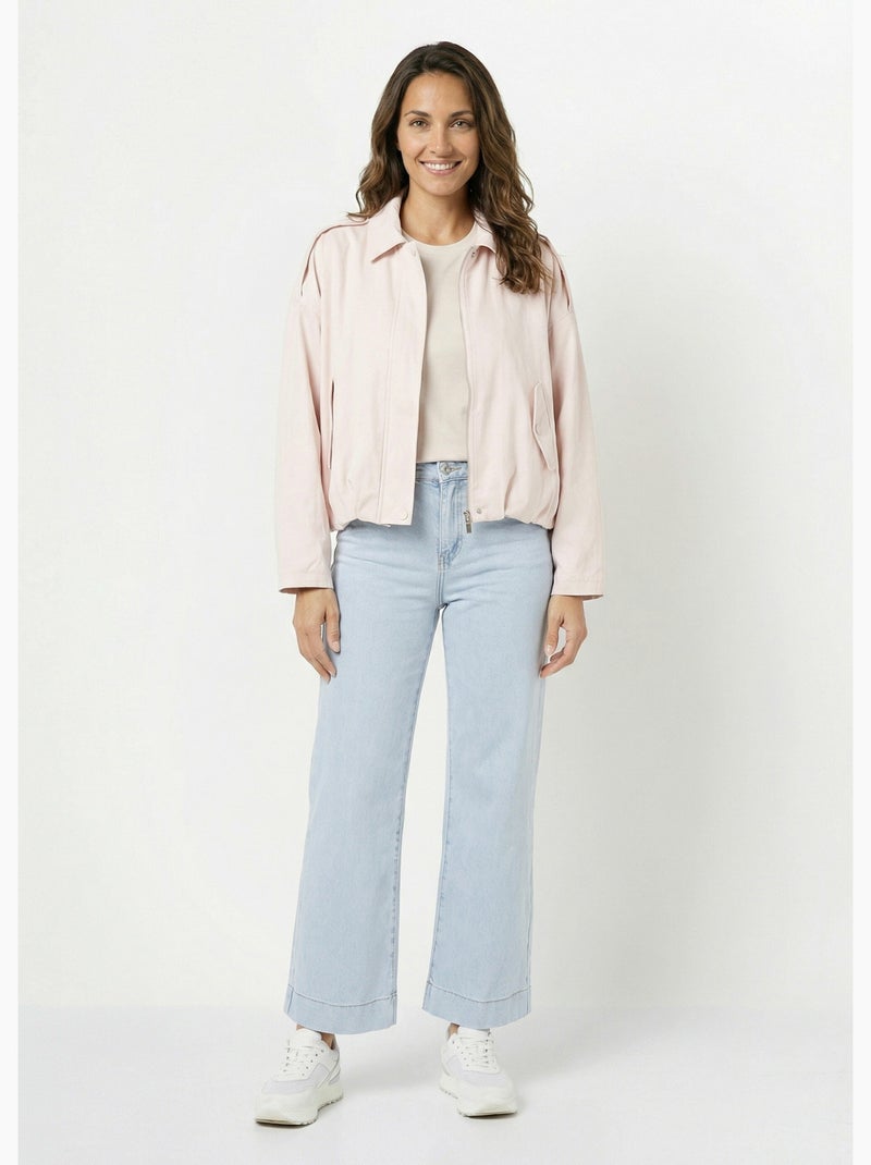Blouson zippé suédine taille resserrée - AFIBEL Rose nude - Kiabi