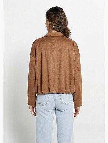 Blouson zippé suédine taille resserrée