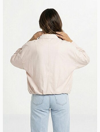 Blouson zippé suédine taille resserrée