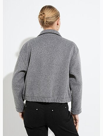 Blouson zippé tissu bouclette uni - Afibel