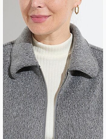 Blouson zippé tissu bouclette uni - Afibel