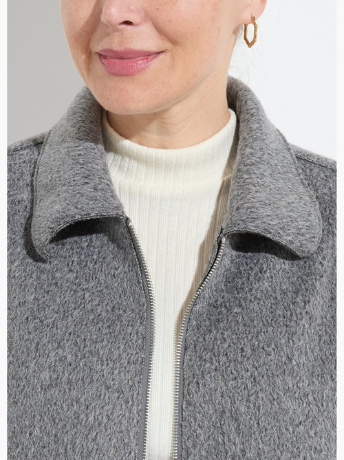 Blouson zippé tissu bouclette uni - Afibel - Kiabi