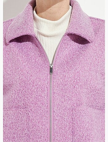 Blouson zippé tissu bouclette uni - Afibel
