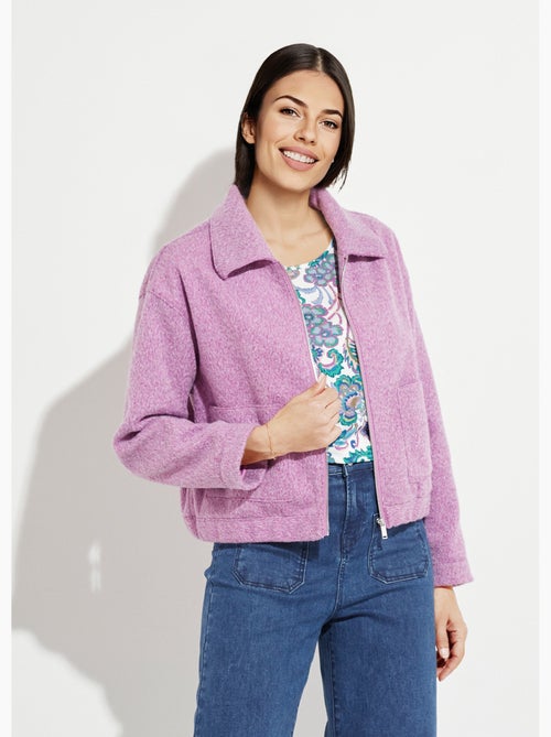 Blouson zippé tissu bouclette uni - Afibel - Kiabi