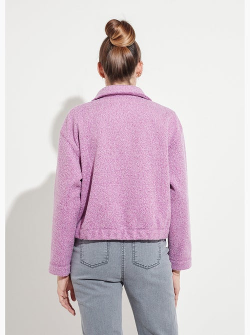 Blouson zippé tissu bouclette uni - Afibel - Kiabi