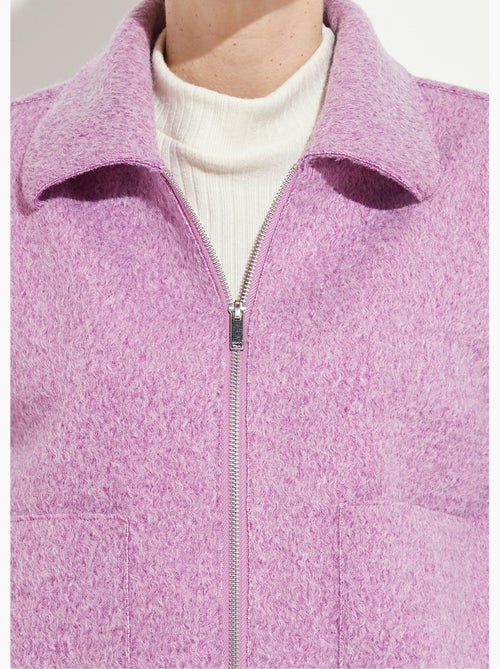 Blouson zippé tissu bouclette uni - Afibel - Kiabi