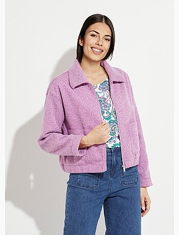 Blouson zippé tissu bouclette uni