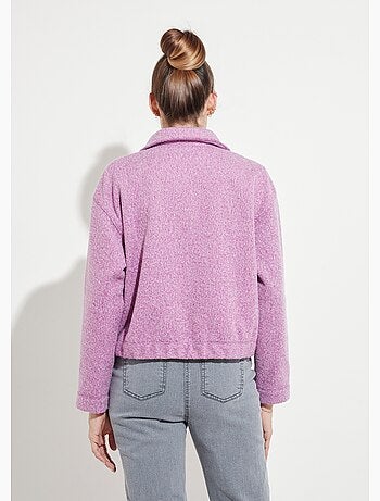 Blouson zippé tissu bouclette uni
