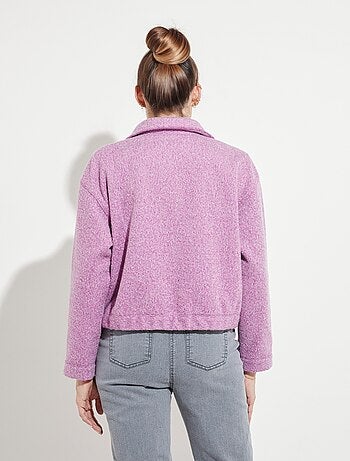 Blouson zippé tissu bouclette uni
