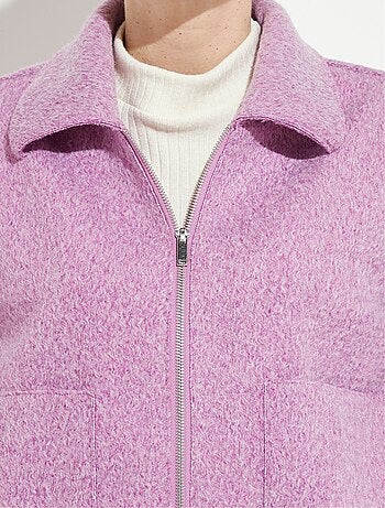 Blouson zippé tissu bouclette uni