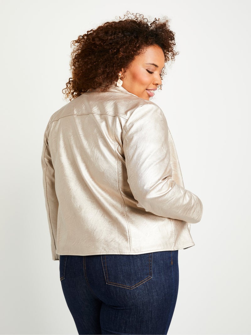 Blouson zippé tissu enduit brillant - AFIBEL Beige - Kiabi