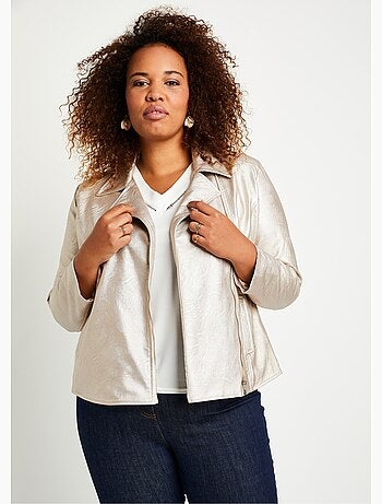 Blouson zippé tissu enduit brillant