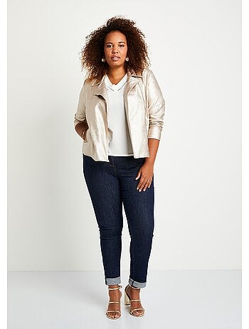 Blouson zippé tissu enduit brillant