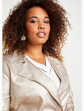 Blouson zippé tissu enduit brillant