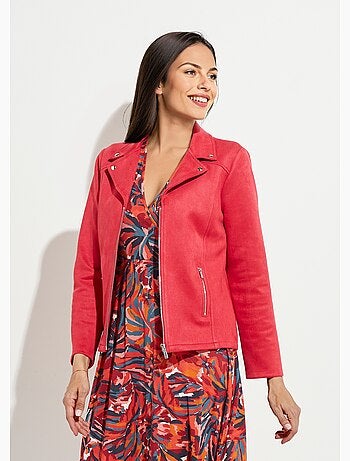 Blouson zippé tissu suédé velouté