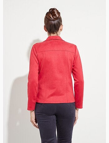 Blouson zippé tissu suédé velouté