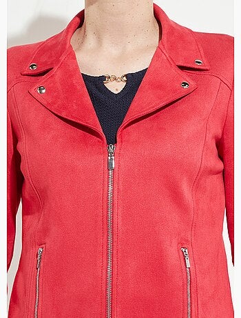 Blouson zippé tissu suédé velouté