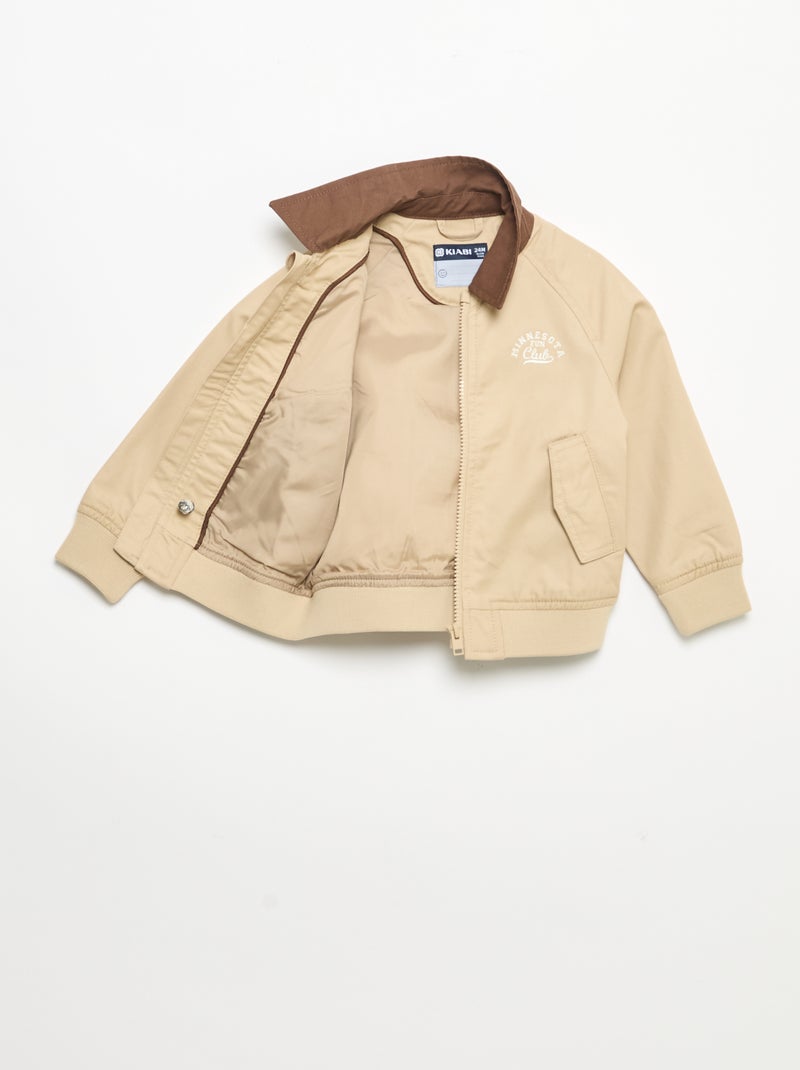 Blouson zippée avec col contrastant Beige - Kiabi