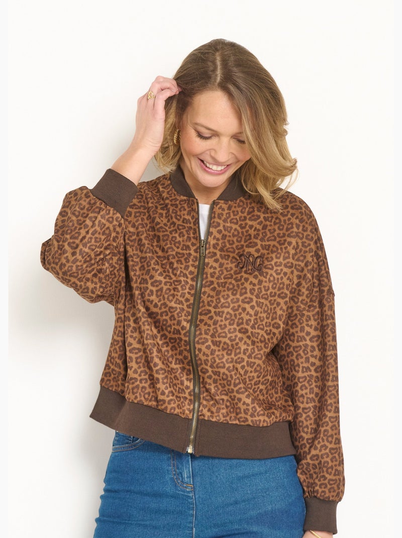 Blouson zippée type teddy motif léopard - afibel Multicolore - Kiabi