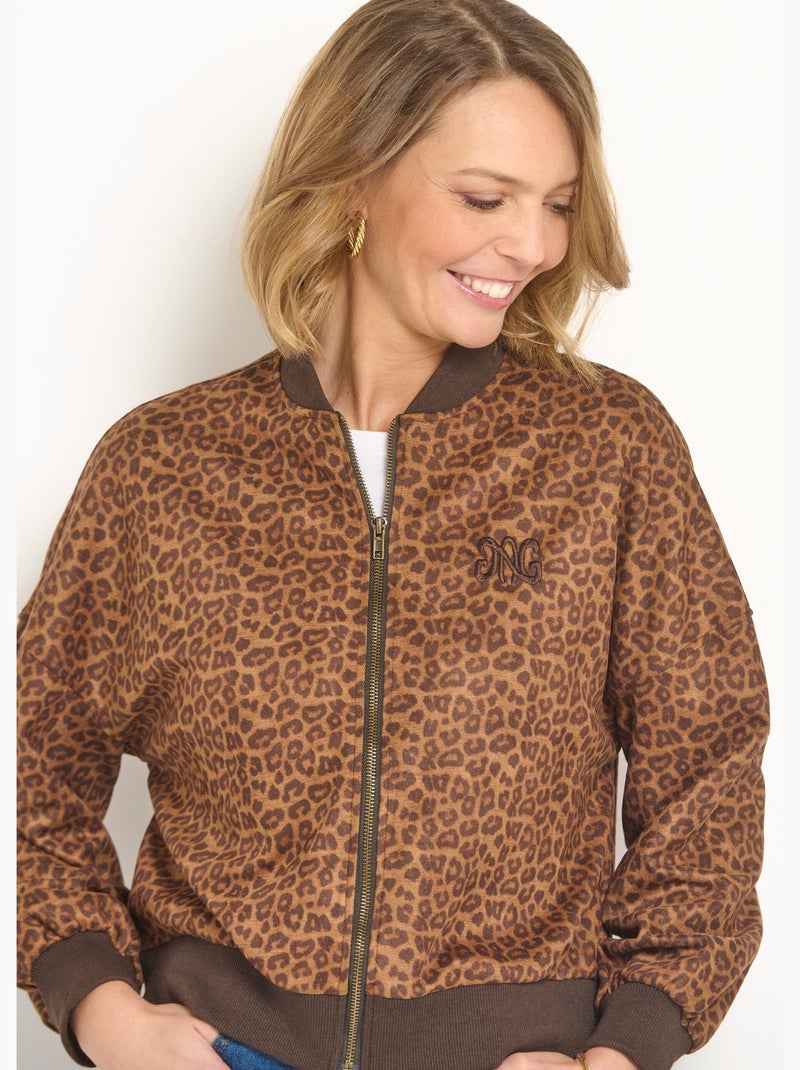 Blouson zippée type teddy motif léopard - afibel Multicolore - Kiabi