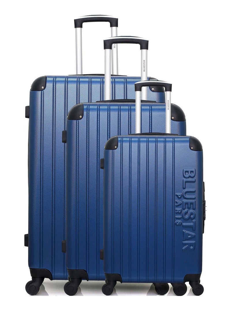 BLUESTAR - Set de 3 Valises BUCAREST 75 cm 4 Roues Bleu marine - Kiabi