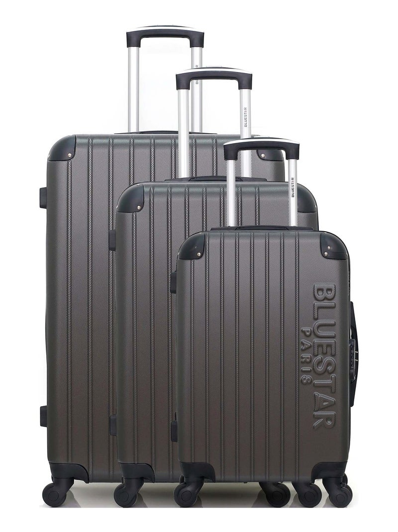 BLUESTAR - Set de 3 Valises BUCAREST 75 cm 4 Roues Gris foncé - Kiabi
