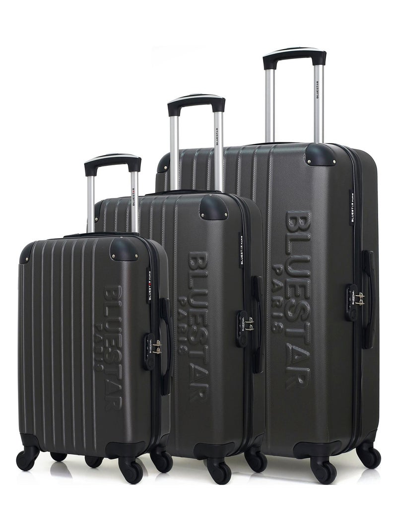 BLUESTAR - Set de 3 Valises BUCAREST 75 cm 4 Roues Gris foncé - Kiabi