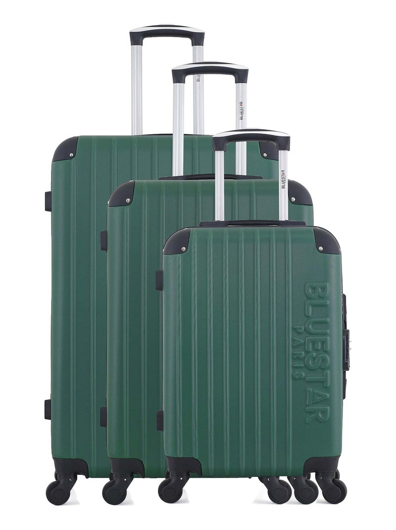 BLUESTAR - Set de 3 Valises BUCAREST 75 cm 4 Roues Vert foncé - Kiabi