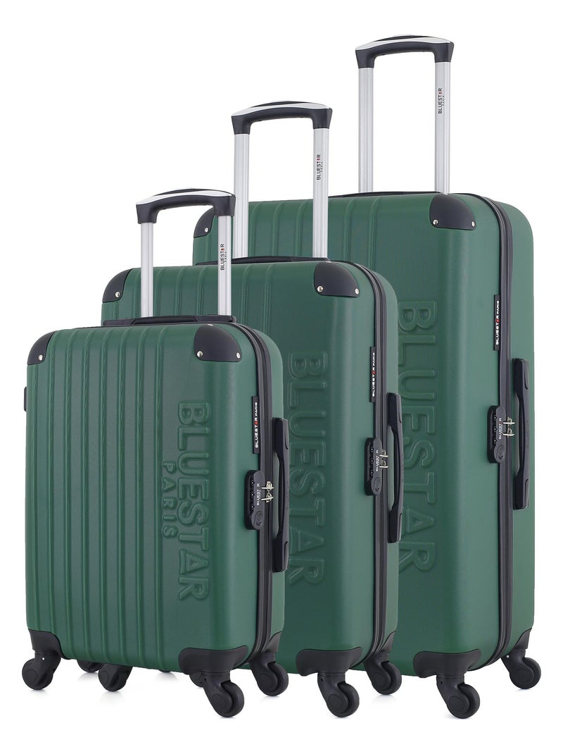 BLUESTAR - Set de 3 Valises BUCAREST 75 cm 4 Roues Vert foncé - Kiabi