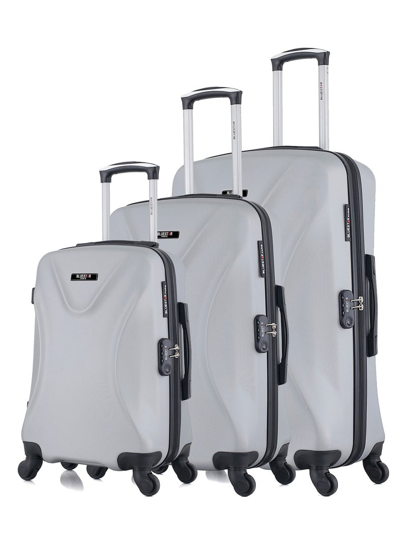 BLUESTAR - Set de 3 Valises GARIBALDI 75 cm 4 Roues Gris - Kiabi