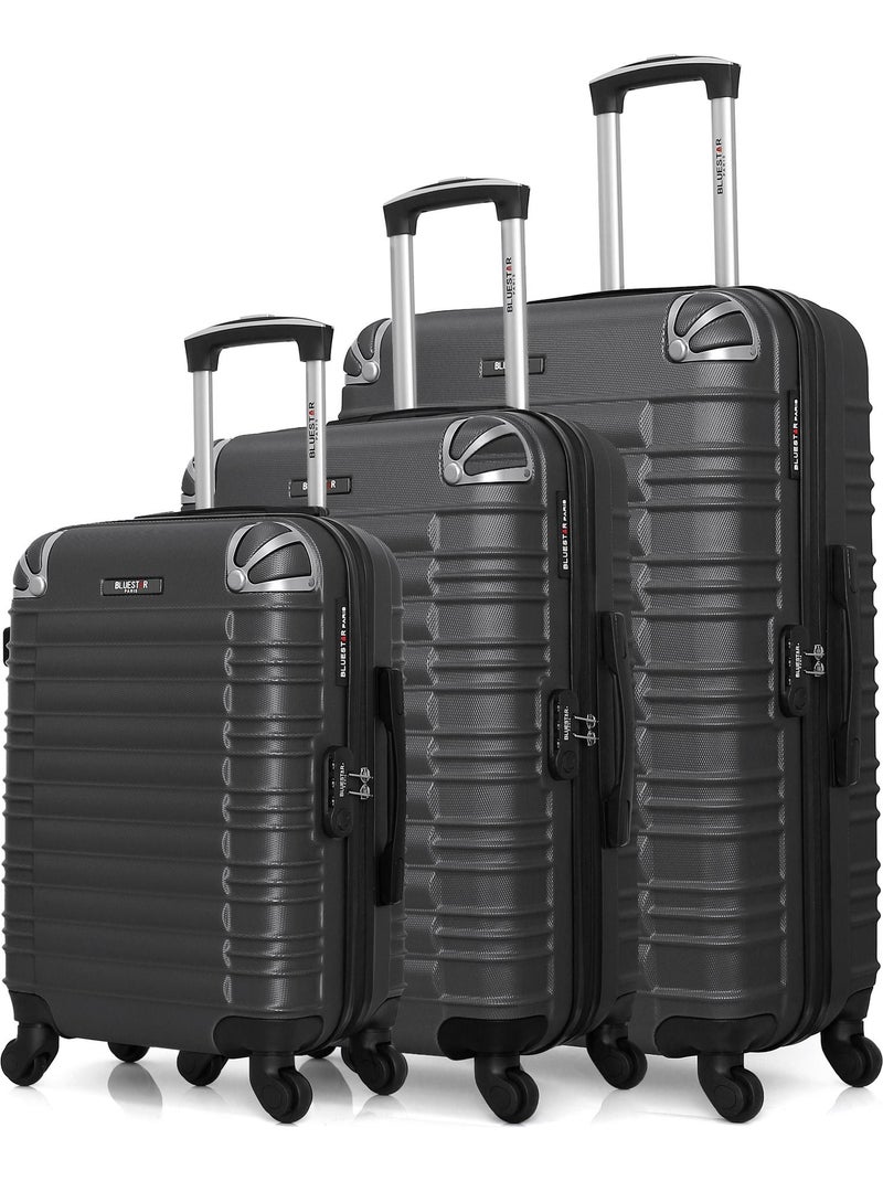 BLUESTAR - Set de 3 Valises LIMA 75 cm 4 Roues Gris foncé - Kiabi