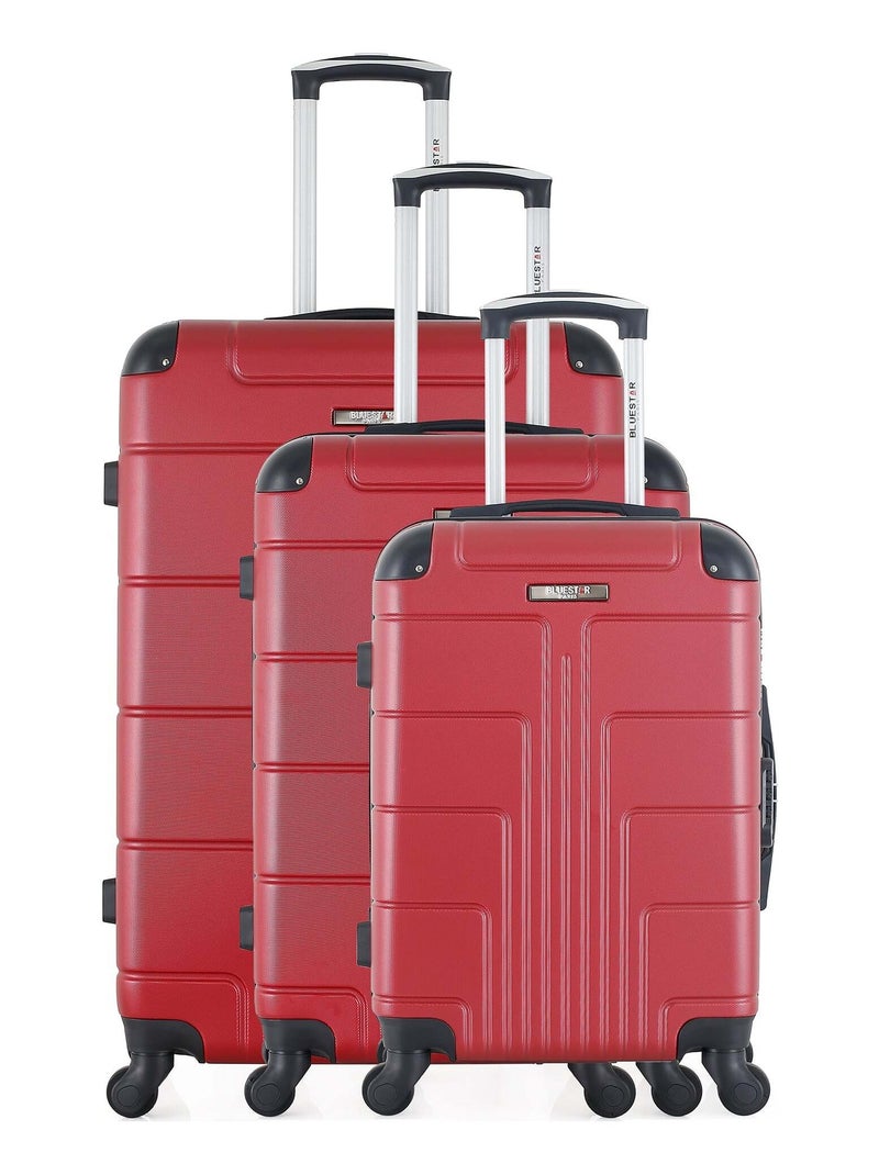 BLUESTAR - Set de 3 Valises OTTAWA 75 cm 4 Roues Bordeaux - Kiabi