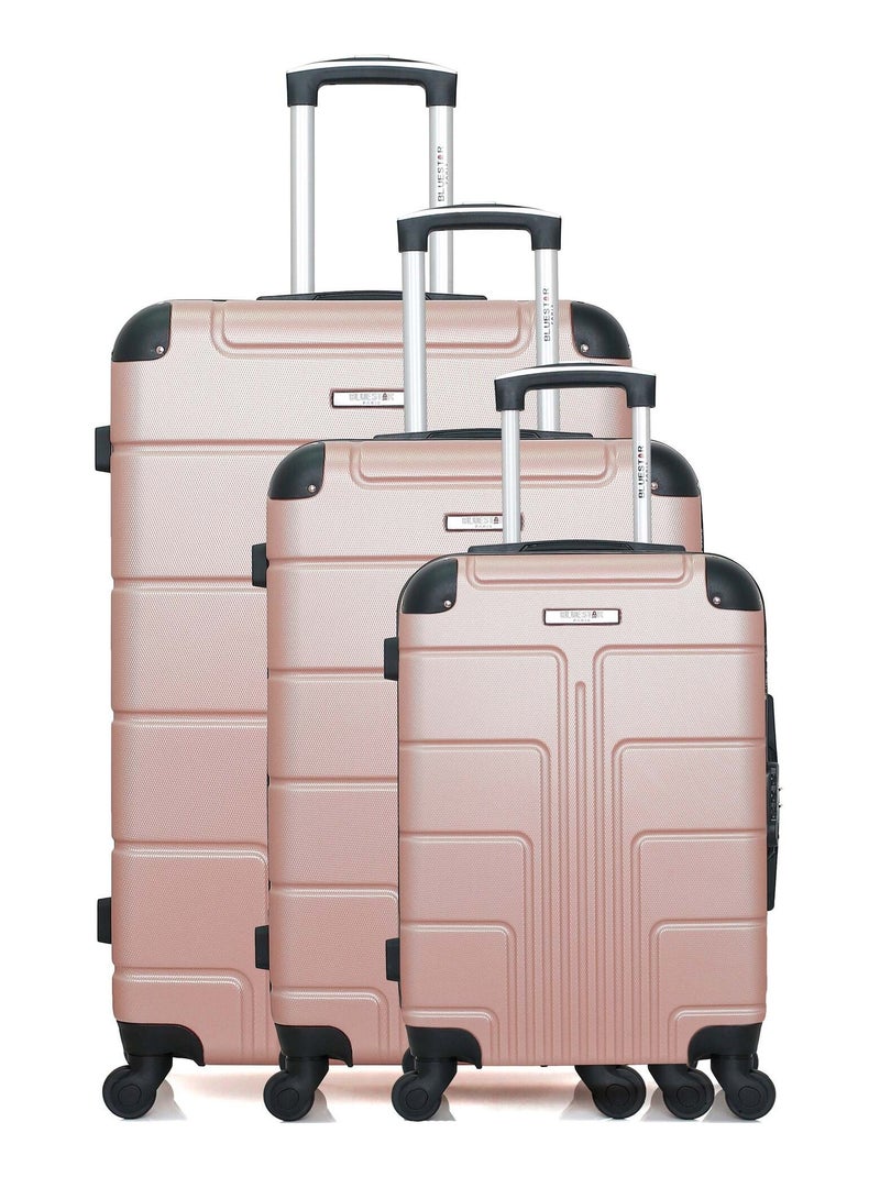 BLUESTAR - Set de 3 Valises OTTAWA 75 cm 4 Roues Rose clair - Kiabi